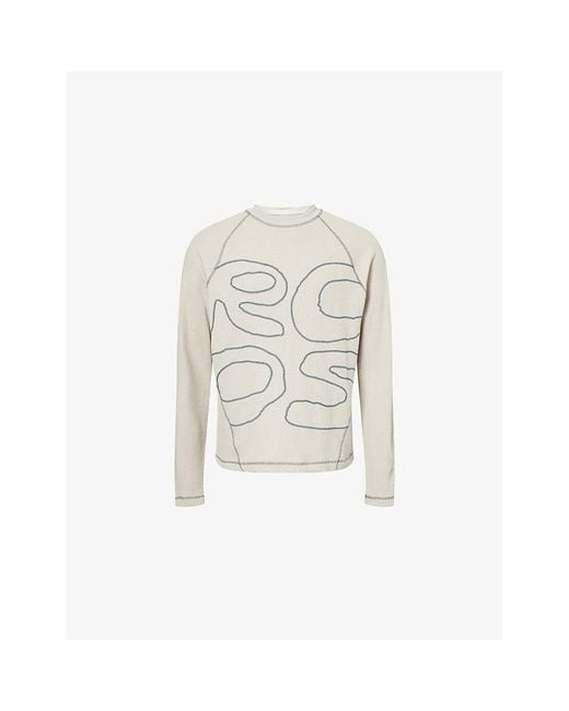 Reese Cooper White Logo Waffle Cotton-Blend Long-Sleeve T-Shirt for men