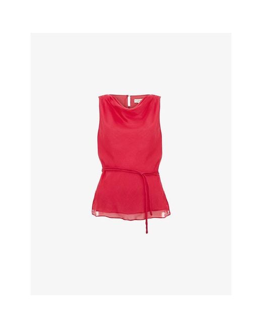 Phase Eight Red Hazel Tie-Waist Silk Blouse
