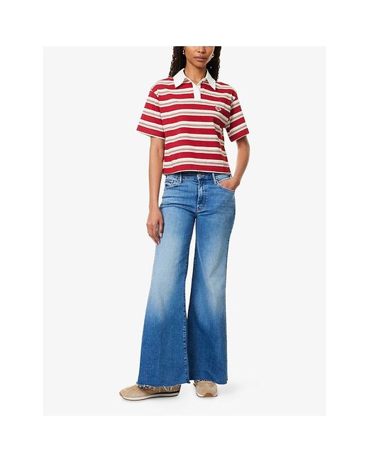 Mother Blue The Roller Fray Flared Stretch-Denim Blend Jeans