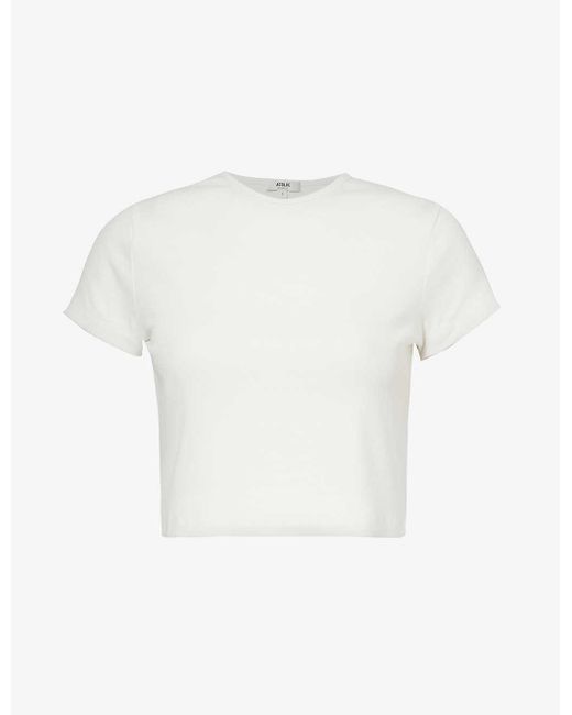 Agolde White Savannah Cropped Stretch-woven Blend T-shirt