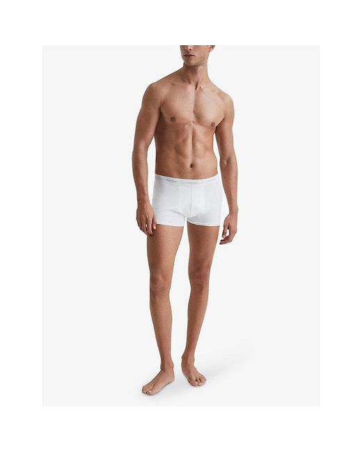 Reiss White Heller Logo-Print Pack Of Three Stretch-Organic Cotton Boxers for men