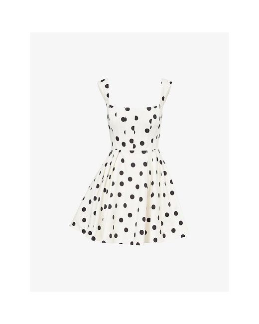 Rebecca Vallance White Maisie Polka-Dot Cotton-Blend Mini Dress