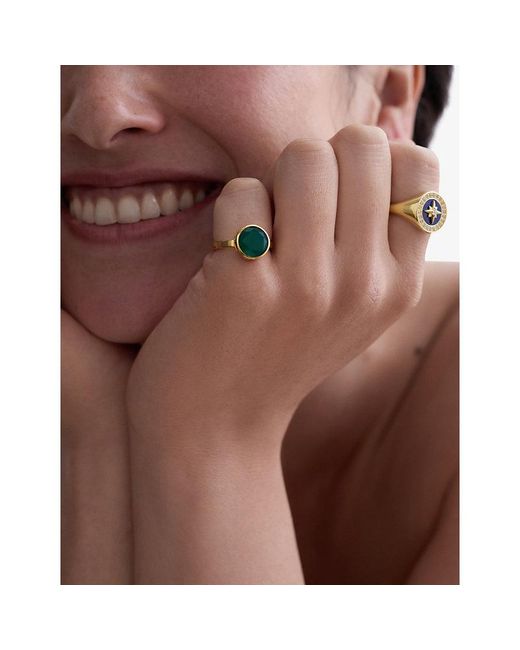 Astley Clarke Green Large Luna 18Ct- Plated Sterling- And Agate Ring