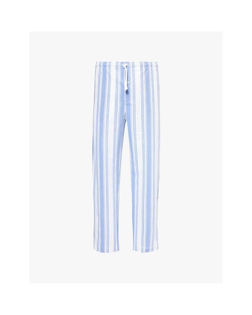 Polo Ralph Lauren Blue Stripe-Pattern Relaxed-Fit Cotton Pyjama Bottoms for men