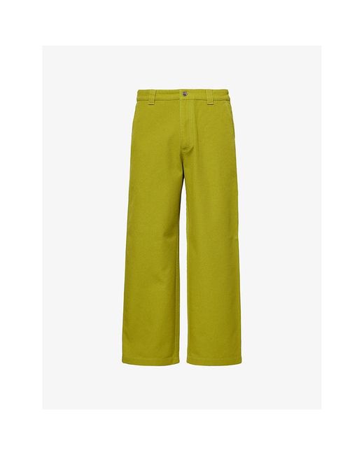 Gucci Green Regular-Fit Monogram Cotton-Canvas Trousers for men