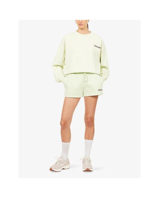 ADANOLA White Cropped Logo-Print Cotton-Jersey Shorts