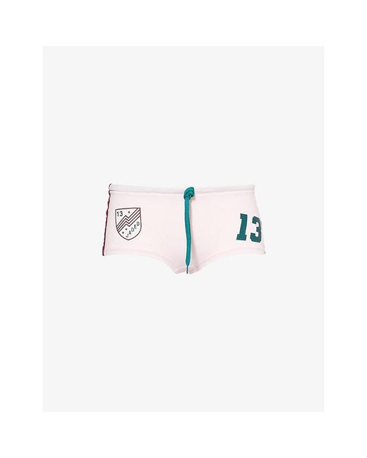 Jaded London White No.13 Football Stretch-Jersey Mini Shorts