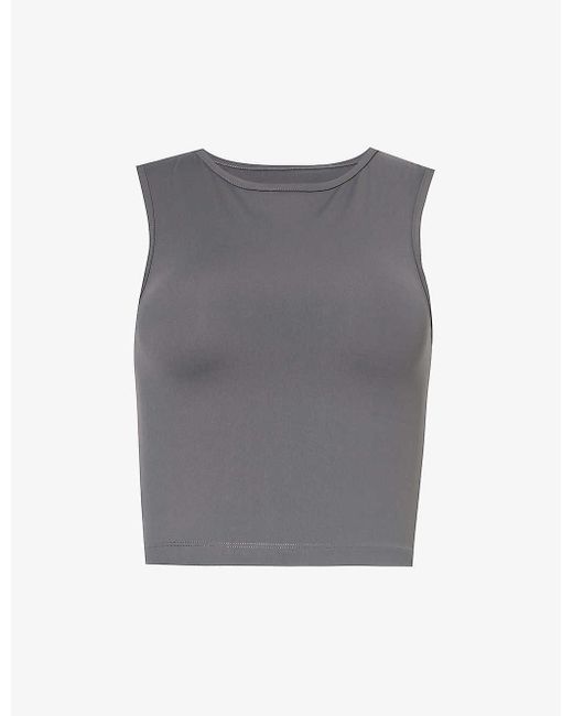 Lounge Underwear Gray Essential Logo-print Stretch-woven Top