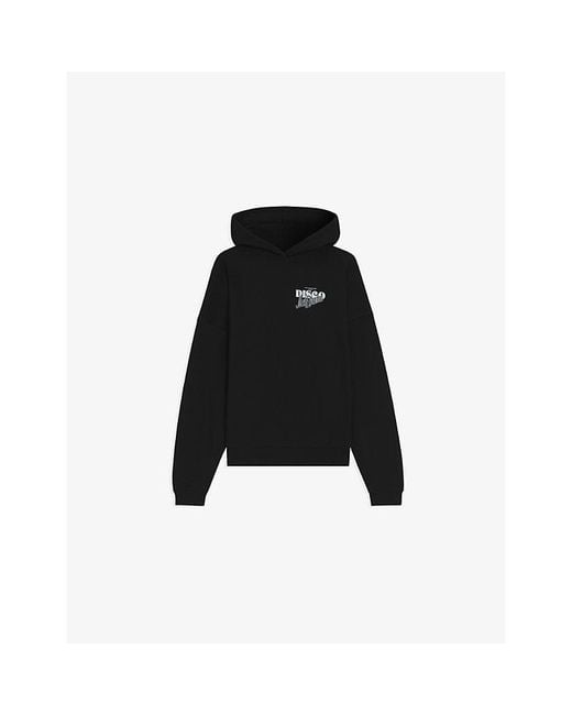 HUGO Black Branded-Print Relaxed-Fit Cotton-Jersey Hoody