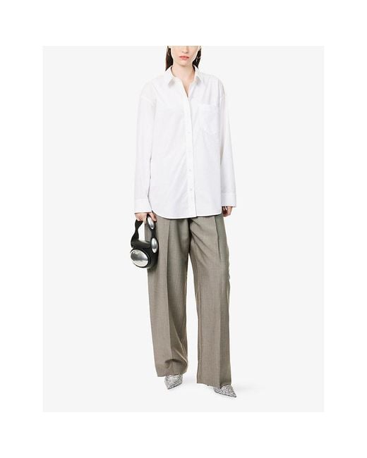Alexander Wang Gray Tailored Mid-Rise Wool-Blend Trousers