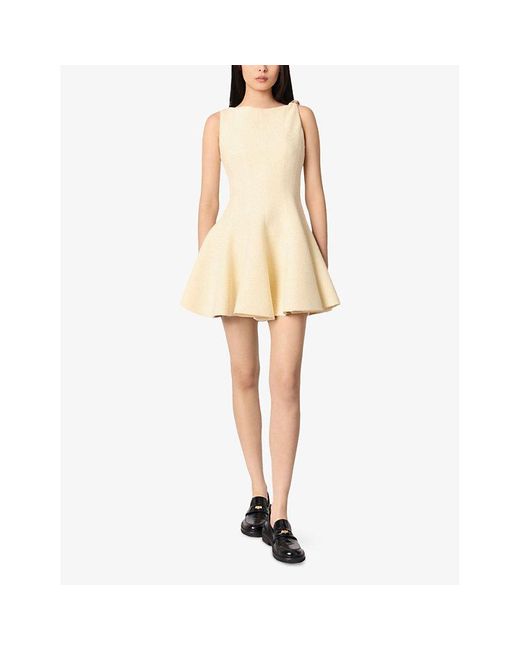 Maje Natural Shoulder-Hardware Sleeveless Tweed Mini Dress