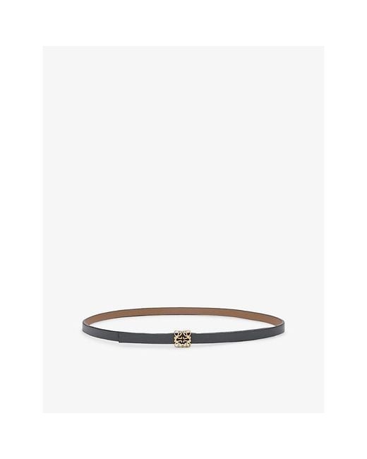 Loewe White Anagram Branded-Buckle Leather Belt