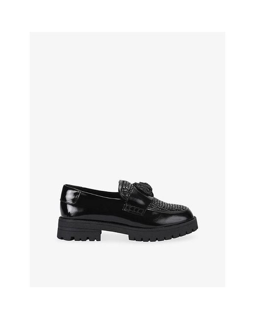 Kurt Geiger Black Eagle Crystal Patent-Leather Loafers