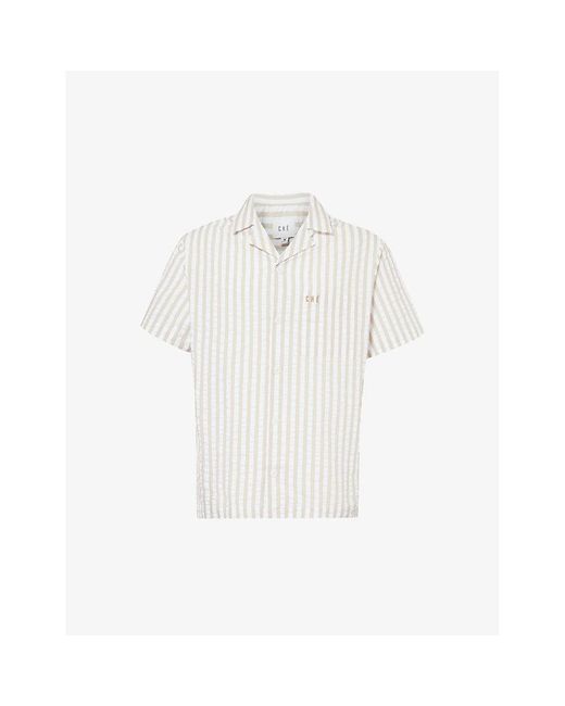 CHE White Marinero Stripe-pattern Boxy-fit Cotton Shirt for men