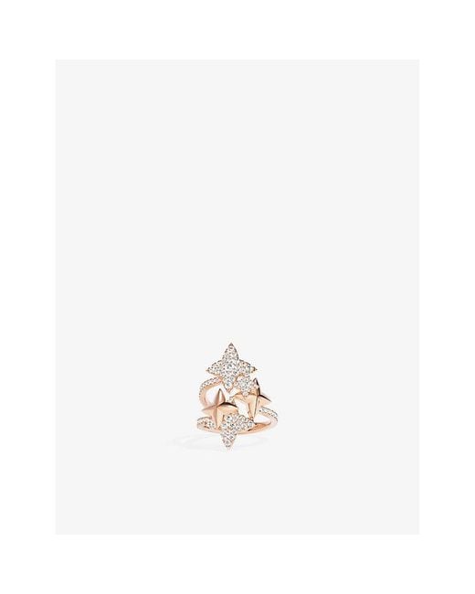 Apm Monaco White Intertwined Meteorites 18Ct Rose-Plated Metal Alloy And Cubic Zirconia Ring