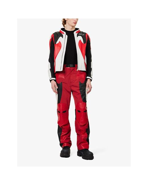 Kusikohc Red Rider Contrast-panel Straight-leg Leather Trousers for men