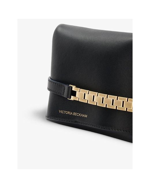 Victoria Beckham Black Chain-embellished Mini Leather Pouch Bag