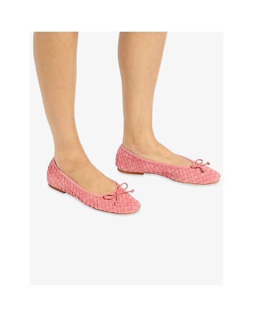 Dune Pink Heat Woven Leather Ballet Flats