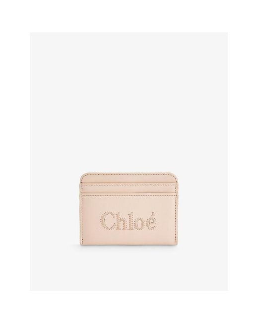 Chloé Pink Logo-pattern Leather Cardholder