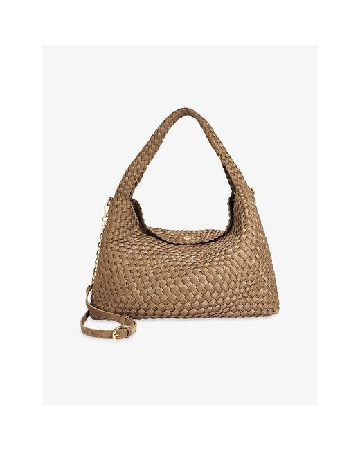 Dune Brown Deliberate Large Woven Faux-Leather Shoulder Bag