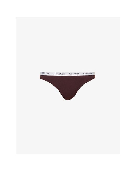Calvin Klein Carousel Mid-rise Stretch-cotton Thong in Purple | Lyst Canada