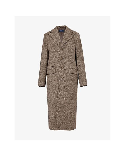 Polo Ralph Lauren Brown Herringbone-pattern Wool Coat