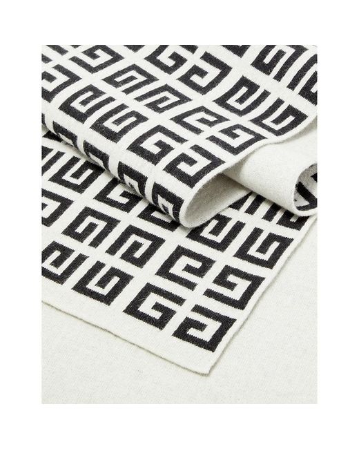 Givenchy White 4g Brand-print Wool And Cashmere-blend Scarf for men