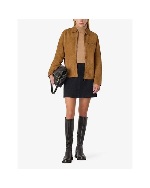 Whistles Black A-Line Suede Mini Skirt