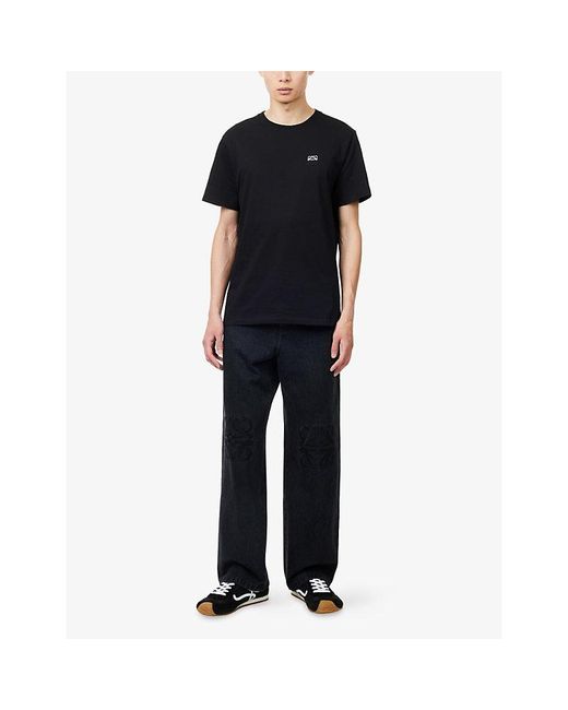 Loewe Black Anagram-Embroidered Cotton T-Shirt for men