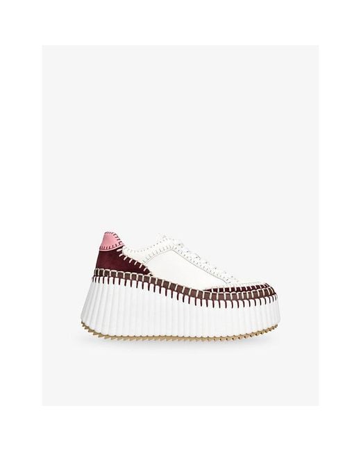 Chloé White Nama Runner Platform Woven Trainers