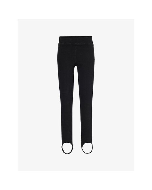 FRAME Black Jetset Stirrup Cotton-blend leggings