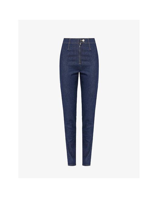 Alaïa Blue Slim-leg Mid-rise Stretch-denim Jeans