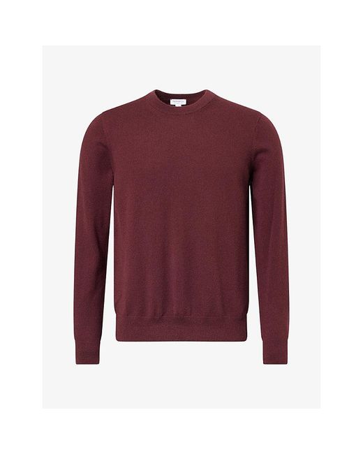 Sunspel Red Crew-Neck Cashmere Jumper for men