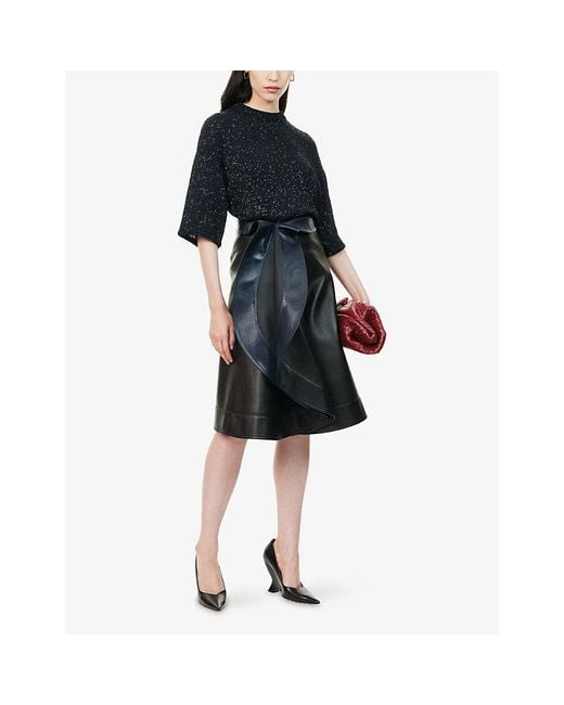 Bottega Veneta Blue Relaxed-Fit Sequin Knitted Top