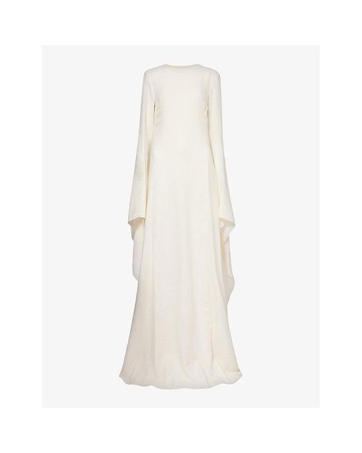 Gabriela Hearst Natural Sigrud Flared-hem Wool, Silk And Linen-blend Maxi Dress