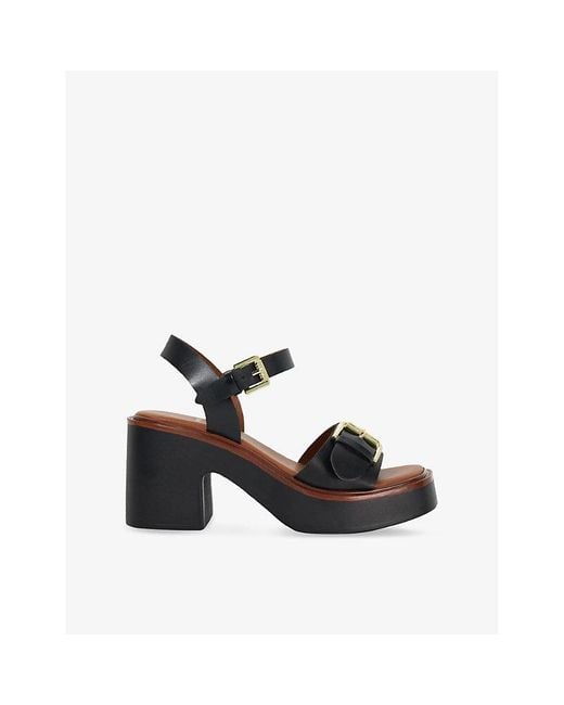 Dune Black Jupiter Heeled Leather Sandals