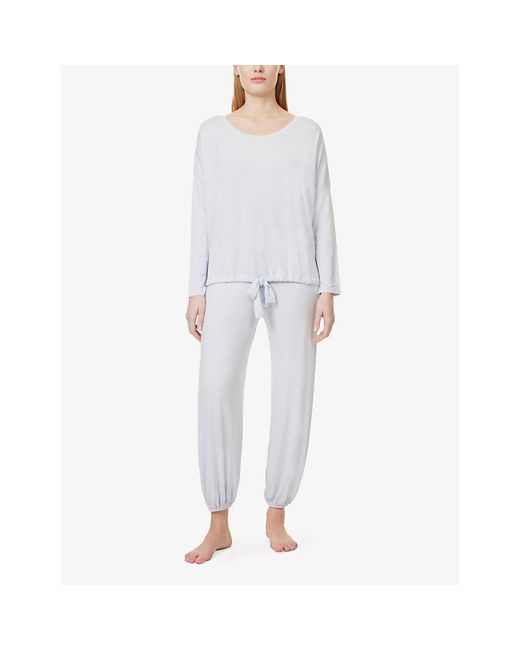 Eberjey White Gisele Slouchy Relaxed-Fit Stretch-Jersey Pyjamas