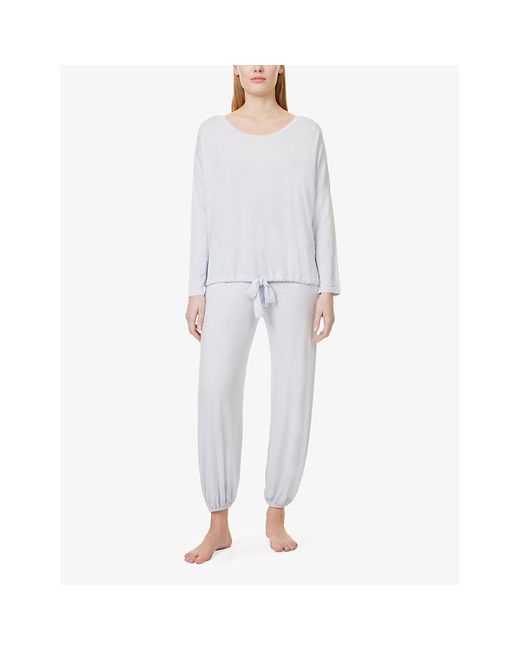 Eberjey White Gisele Slouchy Relaxed-Fit Stretch-Jersey Pyjamas