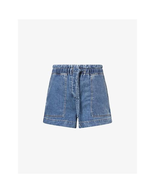 Rails Blue Foster Paper Bag-Waist Denim Shorts
