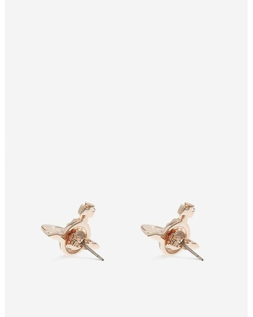 Vivienne Westwood Solid Saturn Orb Rose Gold Toned Brass Stud Earrings In Nero Black Lyst