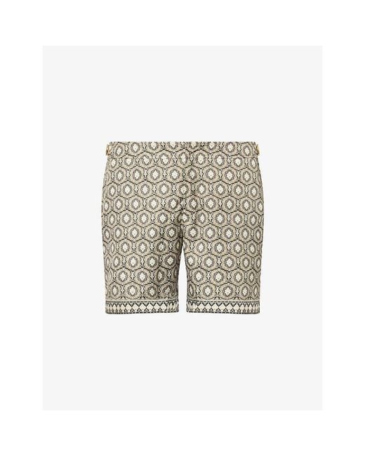 Orlebar Brown Natural Bulldog Passetto-Print Swim Shorts for men