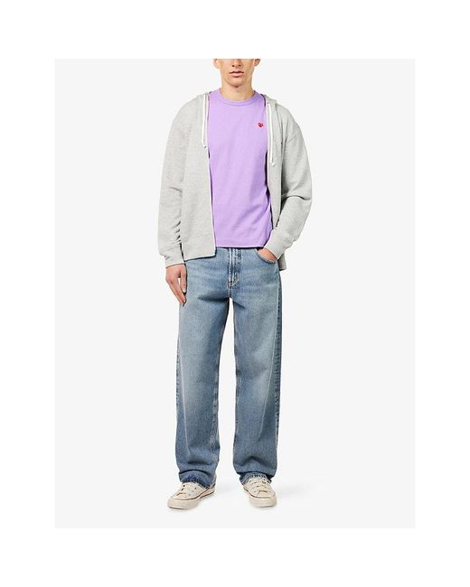 COMME DES GARÇONS PLAY Purple Small Heart-Embroidered Cotton T-Shirt for men