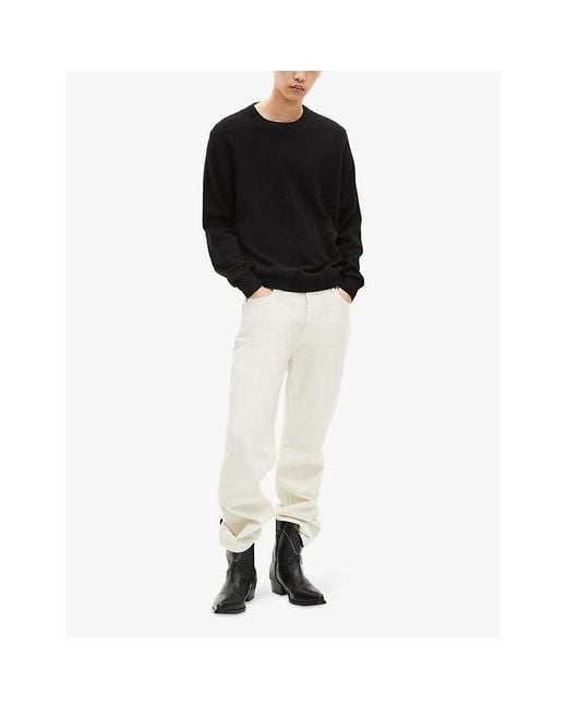 The Kooples Black Crewneck Relaxed-Fit Stretch Cashmere-Blend Jumper for men