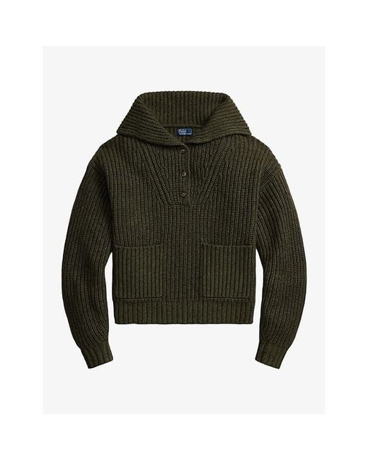 Polo Ralph Lauren Green Relaxed-Fit Knitted Wool-Blend Jumper