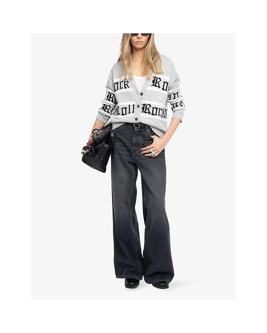 Zadig & Voltaire White Mirkaz Jacquard-Pattern Wool And Cashmere Blend Cardigan