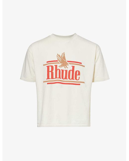 Rhude White Rossa Logo-print Cotton-jersey T-shirt for men