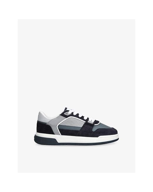 Arne Blue Basket Leather And Mesh Trainers for men