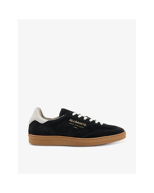 AllSaints Black Thelma Logo-embossed Leather Low-top Trainers