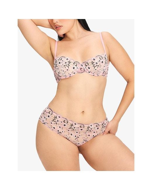Savage x Fenty Pink Daisy Darling Lace Unlined Balconette Bra