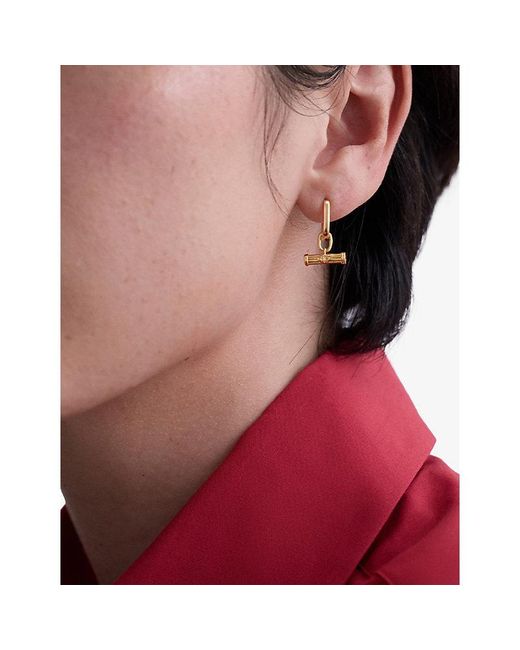 Astley Clarke Metallic X Laura Jackson T-Bar 18Ct-Plated 925 Sterling- And Sapphire Huggie Earrings